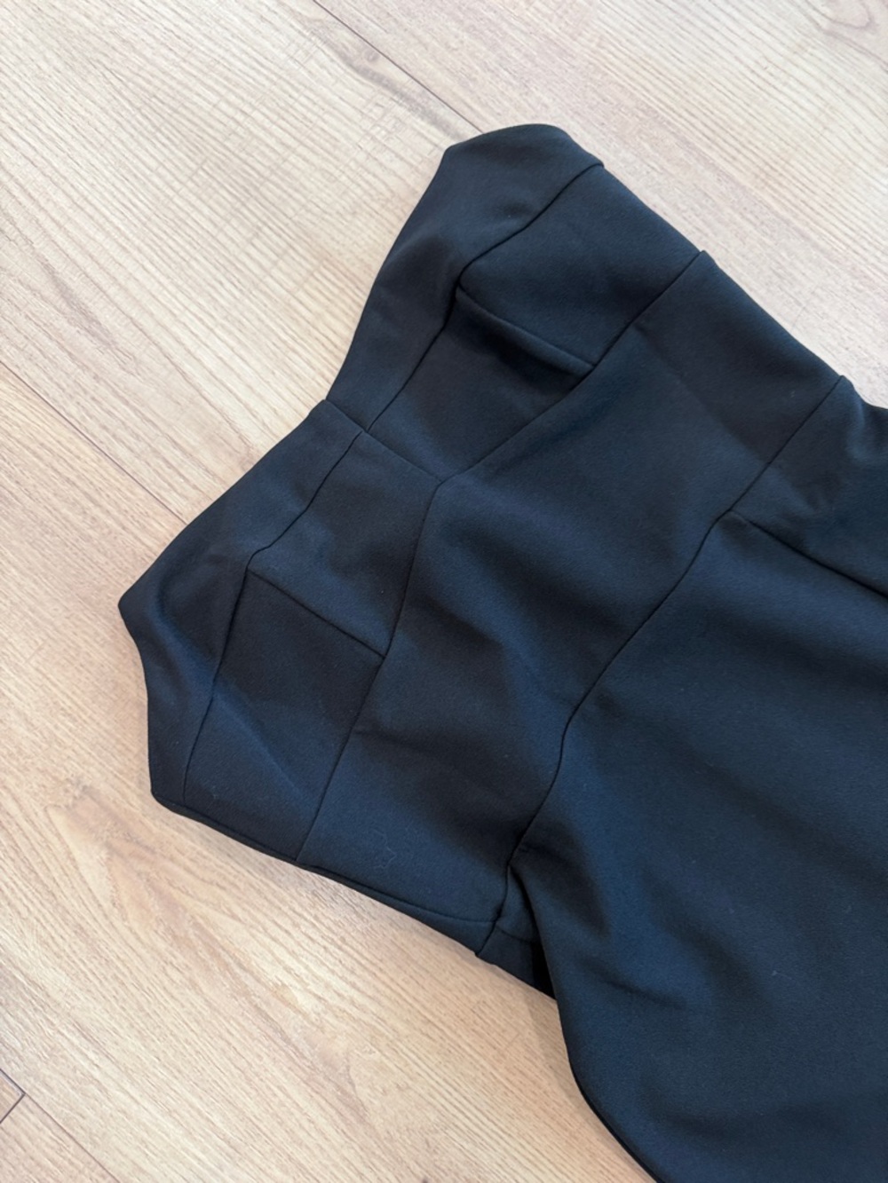 Strapless Black Maxi Dress with Side Slit - Picture 2 of 2